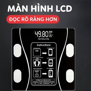 Cân Điện Tử Bluetooth 180Kg | Cân Thông Minh LCD Kính Cường Lực Đo Chính Xác Kết Nối Điện Thoại