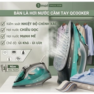 Bàn ủi hơi nước cầm tay QCOOKO,bàn là hơi nước 2 chế độ ĐẾ GỐM 2200W ỦI PHẲNG NHANH mọi loại vải