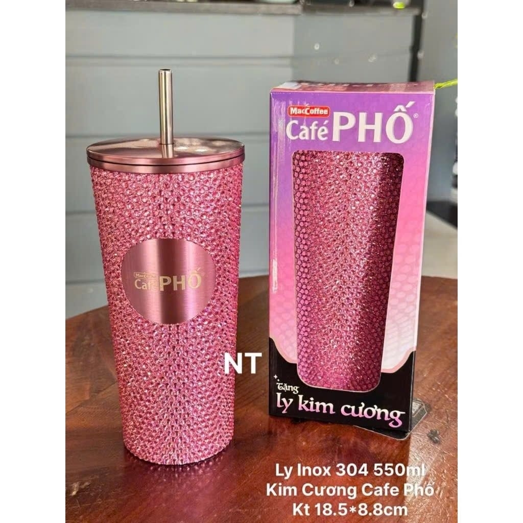 LY GIỮ NHIỆT KIM CƯƠNG 550ml Cafe Phố
