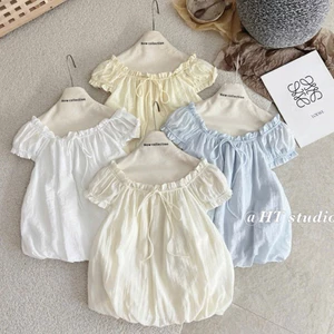 Áo Trễ Vai Nữ Babydoll Tay Bèo Phong Cách Hàn Quốc by.Thanhhuyenclothings