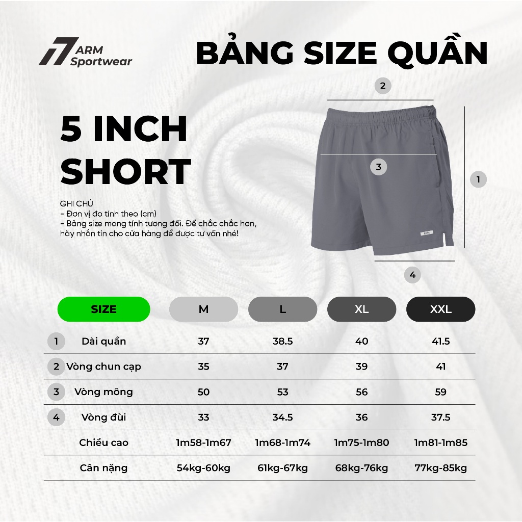 Quần Thể Thao Nam ARM Sportwear 5 Inch Function siêu nhẹ, tập gym, chạy bộ, vận động thoải mái