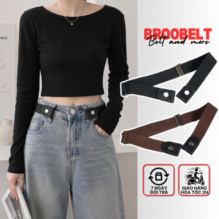 Thắt lưng chun co giãn cúc bấm phối da cho nam nữ, dây nịt thun unisex tùy chỉnh theo vòng eo TL09