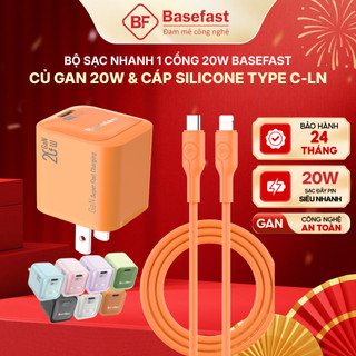 Bộ Sạc Nhanh Basefast GaN 20W Củ Sạc Mini Kèm Cáp Silicone Cho X/11/12/13/14 Pro Max