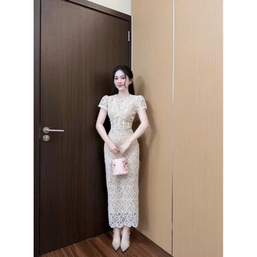 Váy dự tiệc váy nữ xinh sang trọng Váy ren thiết kế đính đá ngọc trai A883