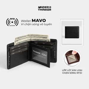 Ví Da PU Bóp Ngang MAVO RFID Blocking Bảo Mật Thẻ Nhiều Ngăn Cầm Tay Nam Nữ | UNDERTHINKER