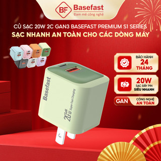Củ Sạc Nhanh 20W-30W Basefast B28 GaN3 Sạc 2 Cổng Type-C Và USB Siêu Bền Cho X/11/12/13