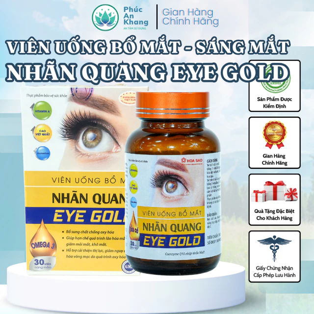 Viên Uống Bổ Mắt Fotecpham Eye Gold - Tăng Cường Thị Lực Mắt Chống Mỏi Mắt, Bổ Sung Chống Oxy Hóa