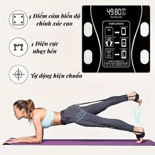 Cân Điện Tử Bluetooth 180Kg | Cân Thông Minh LCD Kính Cường Lực Đo Chính Xác Kết Nối Điện Thoại