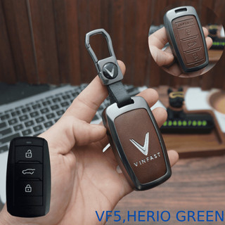 Ốp Chìa Khóa Xe VinFast MPV7,VF5,Limo green,Herio,Kim Loại Phối Da 2 Mặt Cao Cấp,, Full Bảo Vệ Remote Ô Tô Sang Trọng