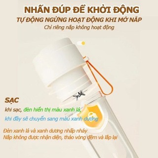 Máy Xay Sinh Tố Cầm Tay 340ml,10 Lưỡi Dao Xay Đá, Máy Ép Trái Cây Mini Di Động, Bảo Hành 6 Tháng