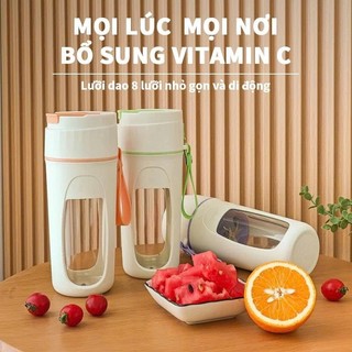 Máy Xay Sinh Tố Cầm Tay 340ml,10 Lưỡi Dao Xay Đá, Máy Ép Trái Cây Mini Di Động, Bảo Hành 6 Tháng