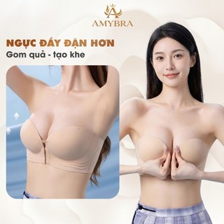 Áo Ngực Nữ AMYBRA Đúc Su Không Dây Cài Trước Tạo Khe, Áo Lót Gom Quả Nâng Ngực Căng Tròn A806