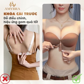 Áo Ngực Nữ AMYBRA Đúc Su Không Dây Cài Trước Tạo Khe, Áo Lót Gom Quả Nâng Ngực Căng Tròn A806