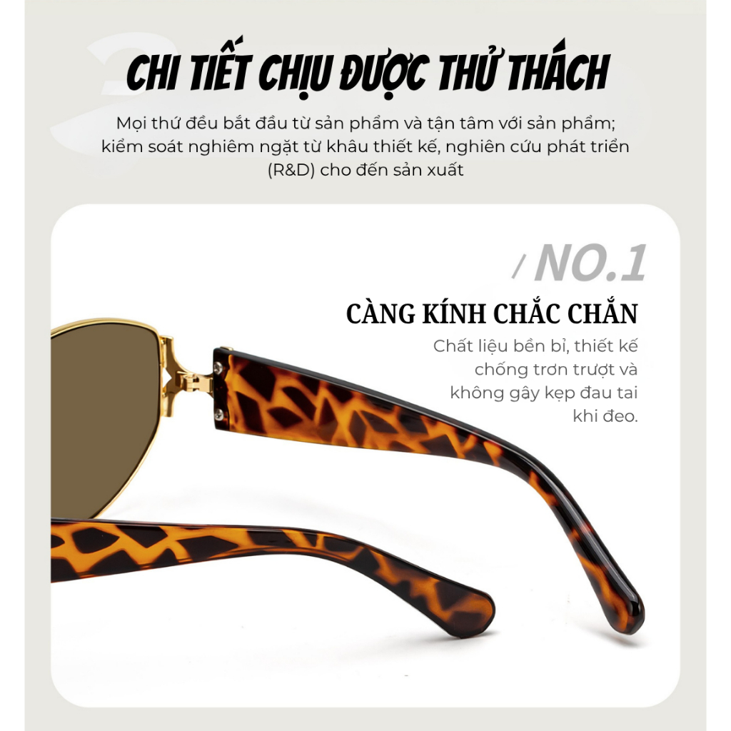 Kính Mắt Thời Trang Nữ INNI Form Oval Retro, Gọng Kim Loại Phối Da Báo, Chống UV Kính Hot Trend 6238