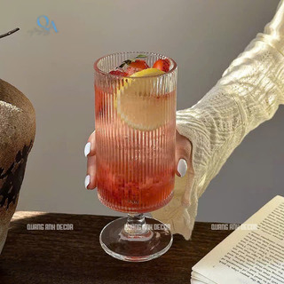 BỘ 6 LY thuỷ tinh DÁNG TRỤ - CÓ CHÂN chịu nhiệt Phong Cách NHẬT BẢN - DECOR, Nhà Hàng, Cocktail