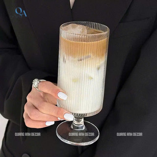 BỘ 6 LY thuỷ tinh DÁNG TRỤ - CÓ CHÂN chịu nhiệt Phong Cách NHẬT BẢN - DECOR, Nhà Hàng, Cocktail