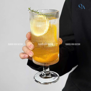 BỘ 6 LY thuỷ tinh DÁNG TRỤ - CÓ CHÂN chịu nhiệt Phong Cách NHẬT BẢN - DECOR, Nhà Hàng, Cocktail