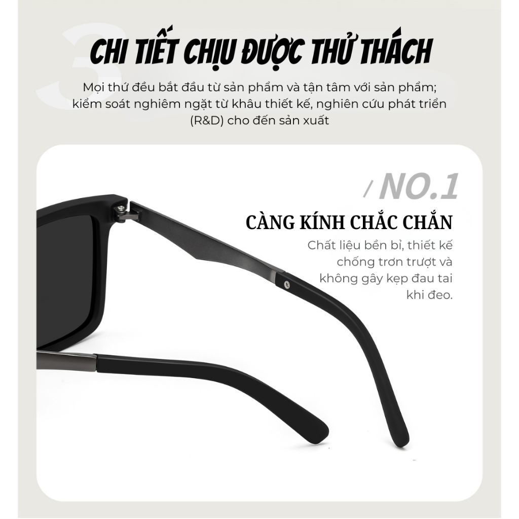Kính râm phân cực gọng vuông INNI kính râm lái xe chống tia UV, che nắng chống chói chống lóa 901