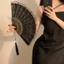 Quạt NHỰA REN cổ trang nan múa khiêu vũ cầm tay cosplay trang trí trưng bày đẹp