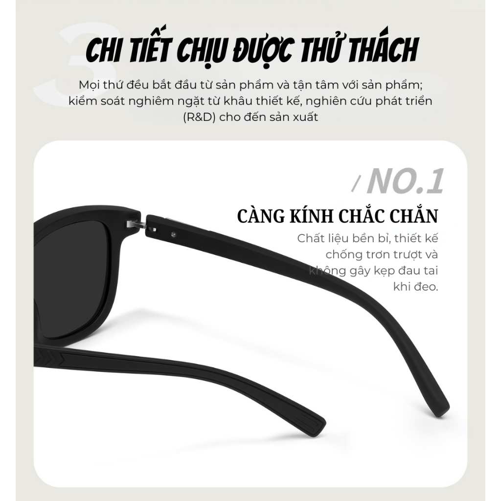 Kính Mát Thời Trang INNI 1254 Kính Râm·Gọng Đen Unisex, Form Vuông Dễ Đeo, Chống UV Bảo Vệ Mắt
