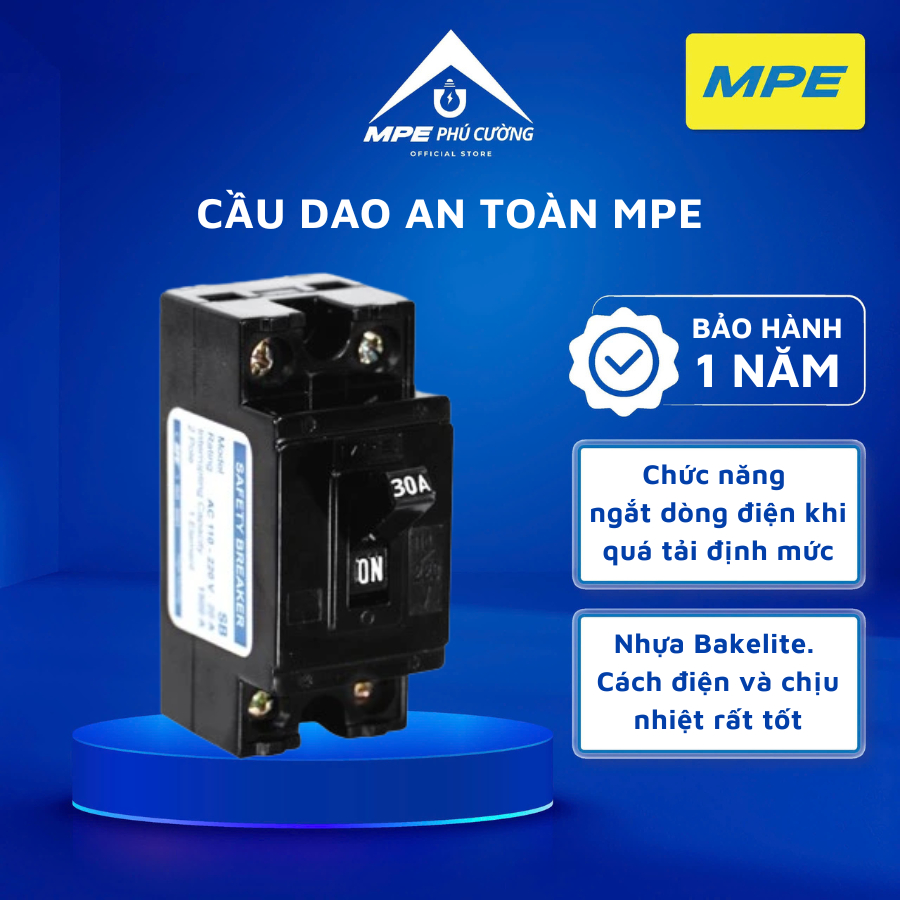 Cầu dao an toàn MPE seri SB, cầu dao cóc, CB cóc chính hãng 10A/15A/20A/30A/40A