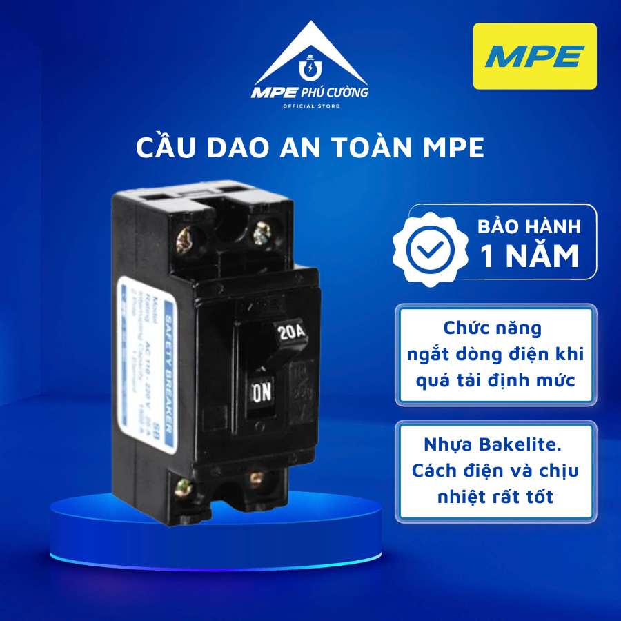 Cầu dao an toàn MPE seri SB, cầu dao cóc, CB cóc chính hãng 10A/15A/20A/30A/40A