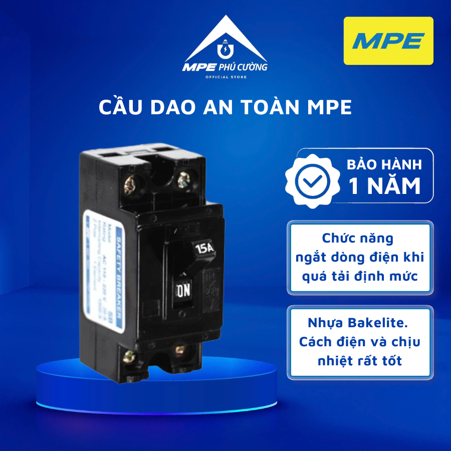 Cầu dao an toàn MPE seri SB, cầu dao cóc, CB cóc chính hãng 10A/15A/20A/30A/40A
