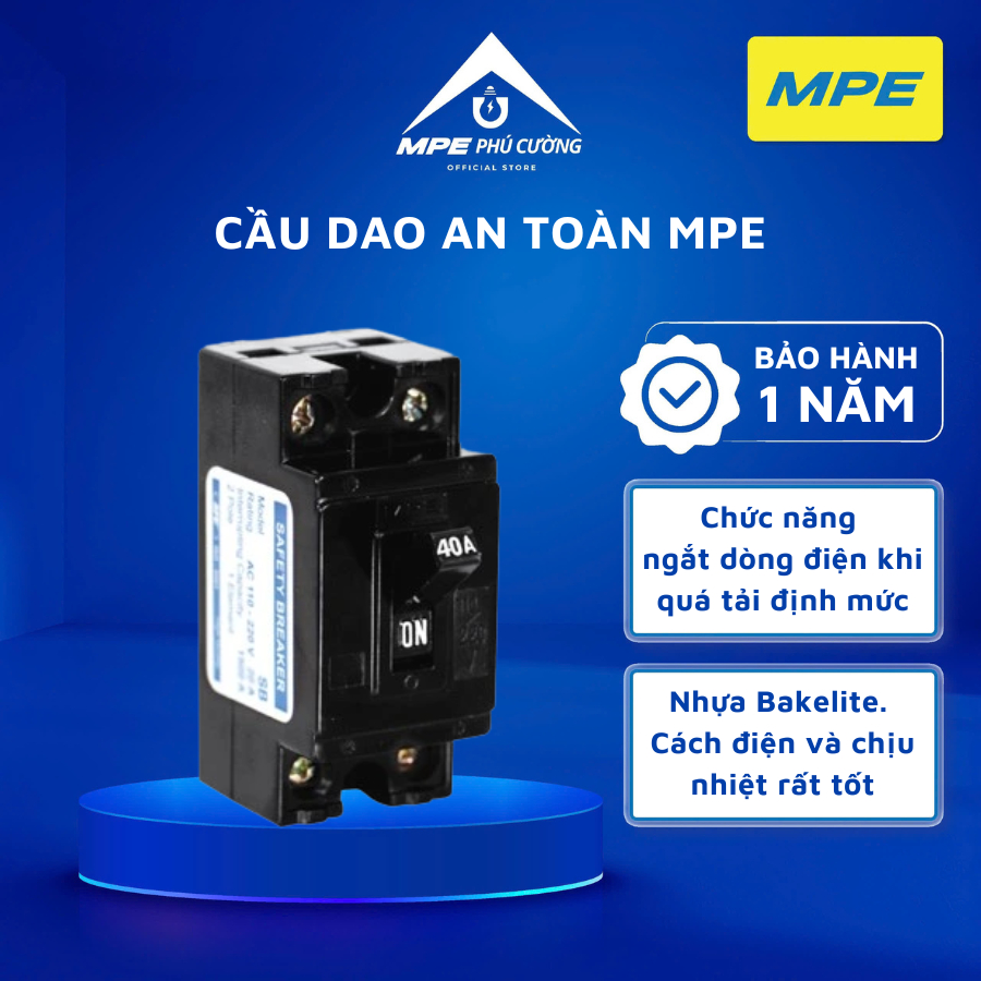 Cầu dao an toàn MPE seri SB, cầu dao cóc, CB cóc chính hãng 10A/15A/20A/30A/40A