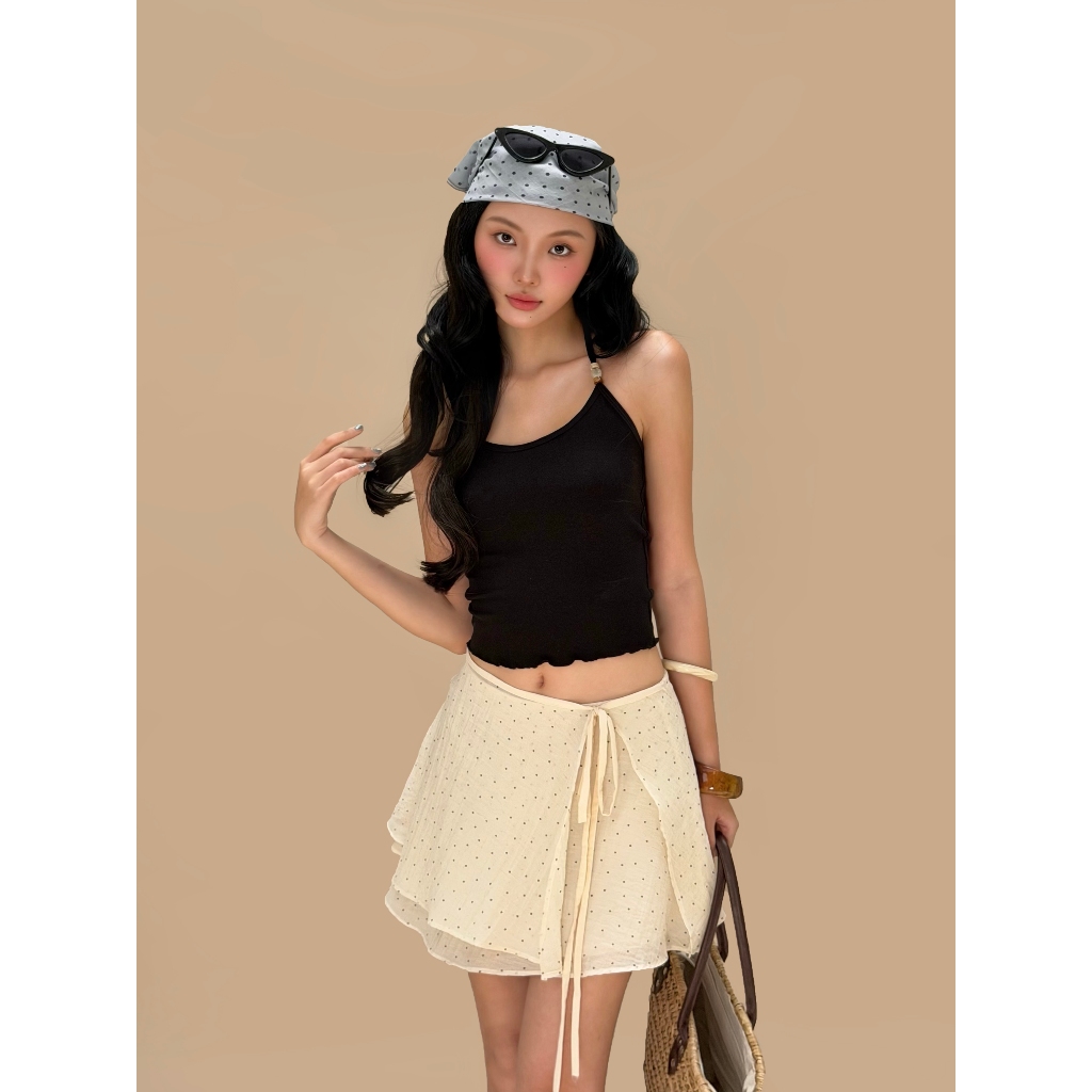Chân váy dài chấm bi Hana Miều Est.2013 họa tiết polka dot vintage retro dáng xòe