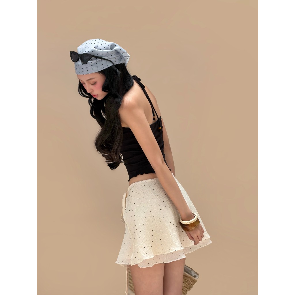 Chân váy dài chấm bi Hana Miều Est.2013 họa tiết polka dot vintage retro dáng xòe