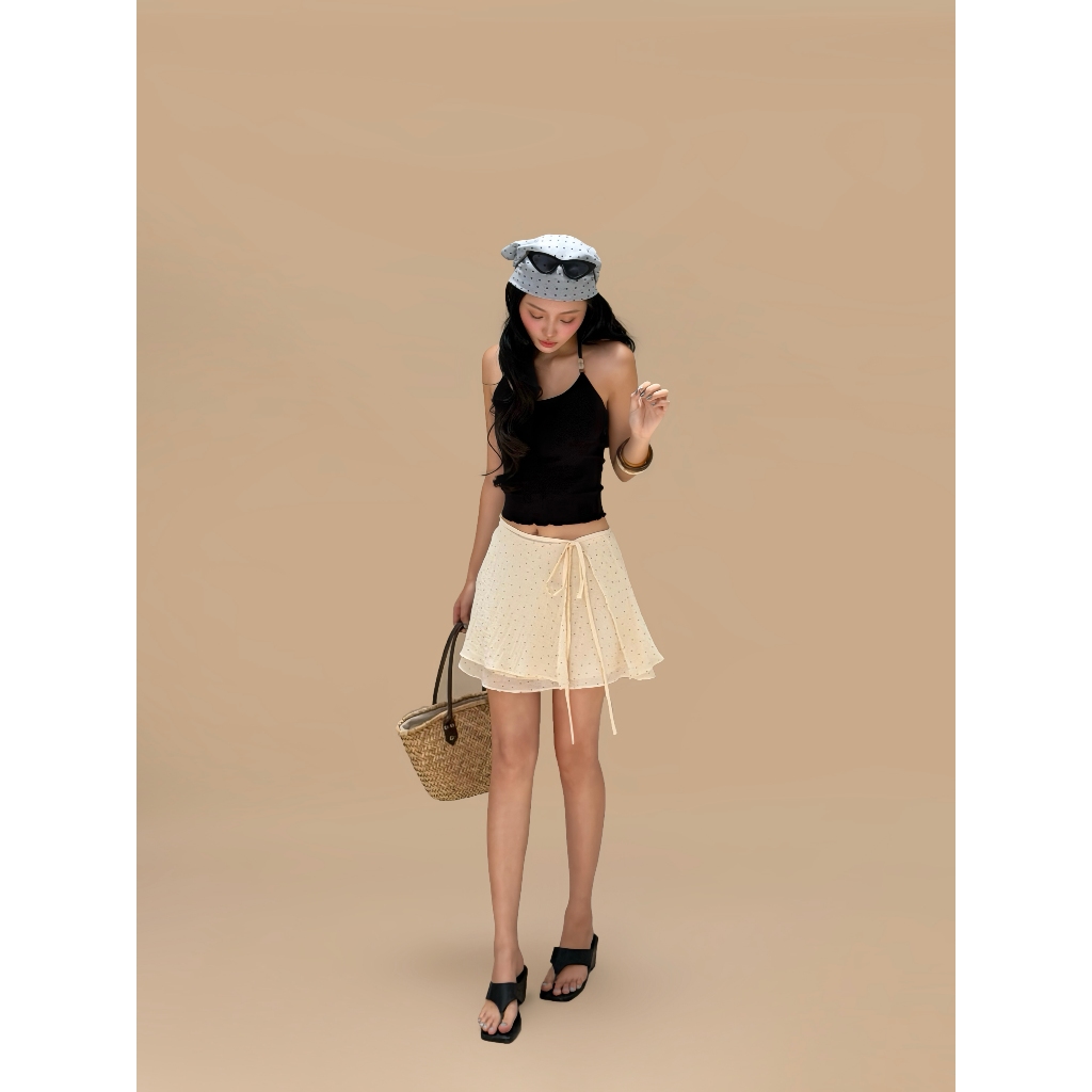 Chân váy dài chấm bi Hana Miều Est.2013 họa tiết polka dot vintage retro dáng xòe