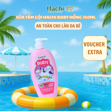 Sữa tắm gội 2in1 Hachi Baby Hồng an toàn và dịu nhẹ cho bé Sữa tắm gội toàn thân cho bé 350ml