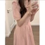 Váy Sơ Mi Nữ Dáng Dài Cổ Đức, Đầm Xòe Công Sở Tay Ngắn Thắt Eo Tôn Dáng Màu Hồng Pastel Élan Sweet