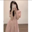 Váy Sơ Mi Nữ Dáng Dài Cổ Đức, Đầm Xòe Công Sở Tay Ngắn Thắt Eo Tôn Dáng Màu Hồng Pastel Élan Sweet