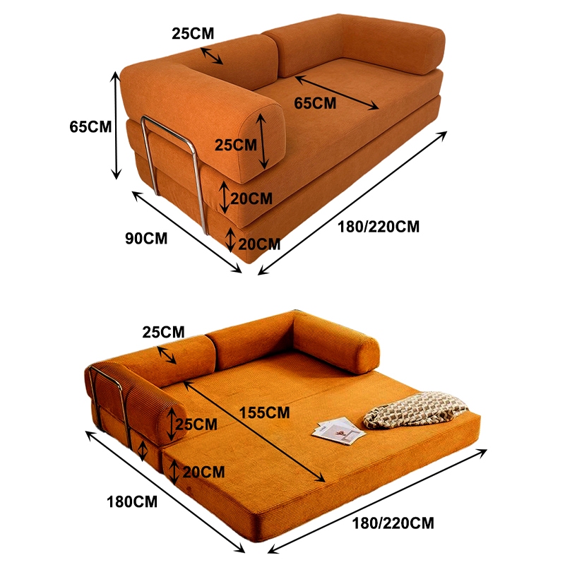 Dreamory Sofa Teddy Sofa Giường Đa Năng Dài 1.8/2.2m,Mút Xốp Mật Độ 45D,Vải Nhung Gân,Vỏ Bọc Có Thể Tháo Rời | BigBuy360 - bigbuy360.vn