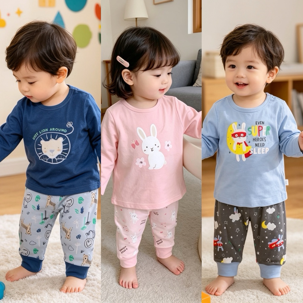 Set đồ thu đông bé trai bé gái C6552 3–36 tháng hàng xuất dư cotton mềm