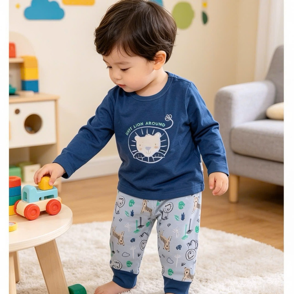 Set đồ thu đông bé trai bé gái C6552 3–36 tháng hàng xuất dư cotton mềm