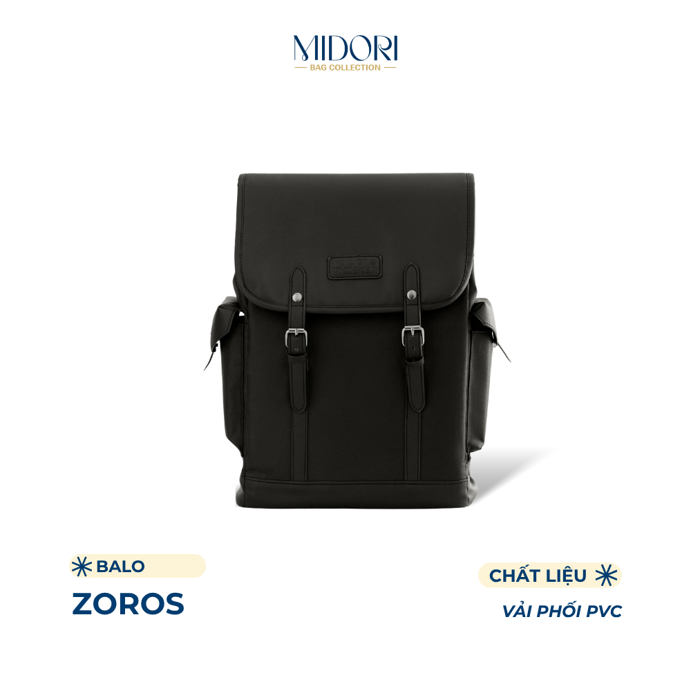 Balo ZOROS Đi Học Nam Nữ Cặp Đựng Laptop Thời Trang Unisex Trượt Nước | MIDORI BAG COLLECTION