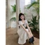 Váy Trắng Nàng Thơ Cổ Sen Bèo Phối Nơ, Đầm Maxi Dáng Xòe Tiểu Thư Xinh Xắn Đi Chơi Hẹn Hò Élan Sweet
