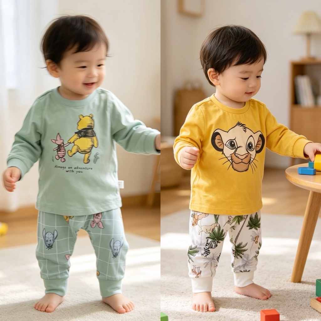 Bộ đồ thu đông bé sơ sinh NB–12/18M C6043 hoạ tiết đáng yêu 3–11kg