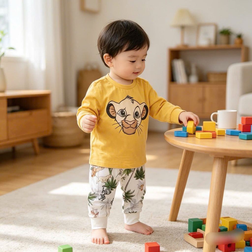 Bộ đồ thu đông bé sơ sinh NB–12/18M C6043 hoạ tiết đáng yêu 3–11kg