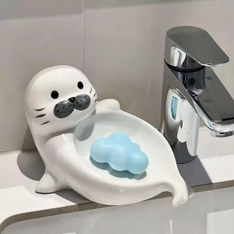 [ Gốm Sứ ] Khay Đựng Xà Phòng Hải Cẩu – Giữ Nhà Tắm Gọn Gàng Cho Gia Đình – Thiết Kế Cute Sang Xịn