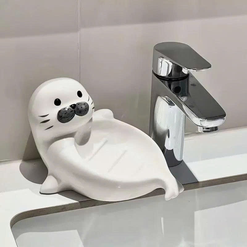 [ Gốm Sứ ] Khay Đựng Xà Phòng Hải Cẩu – Giữ Nhà Tắm Gọn Gàng Cho Gia Đình – Thiết Kế Cute Sang Xịn