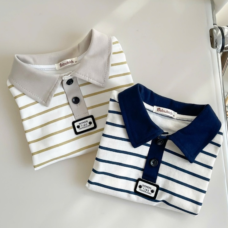 Set bộ polo cộc tay bé trai 1-6 tuổi kẻ sọc basic , chất vải áo cotton mềm co giãn Miniumbaby SB2586