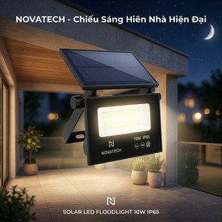 Đèn pha Led năng lượng mặt trời Novatech ( Pháp ), 10W chống nước IP65, liền Panel