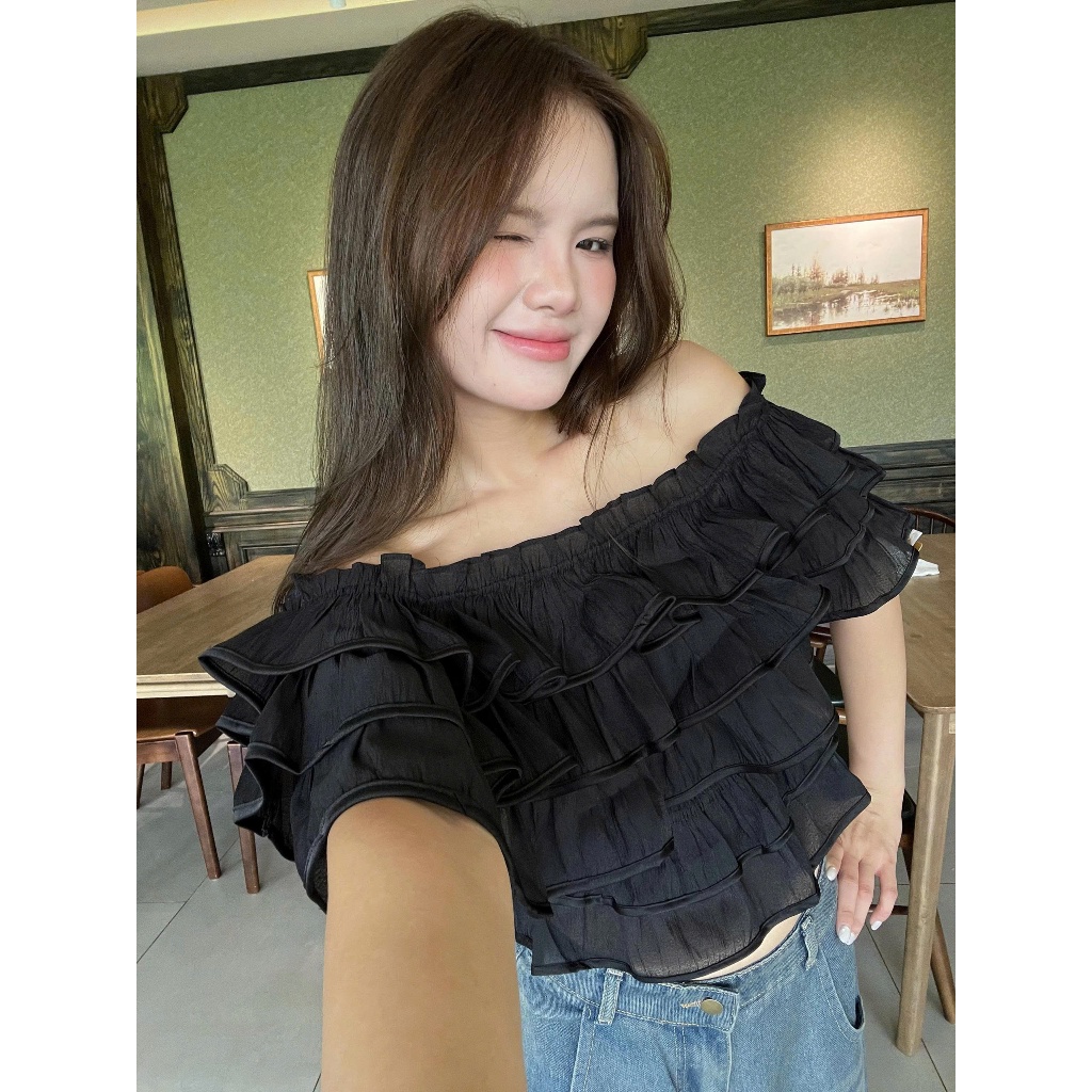 Áo Kiểu Nữ YASILK Trễ Vai Xếp Tầng Dễ Thương SECODEE