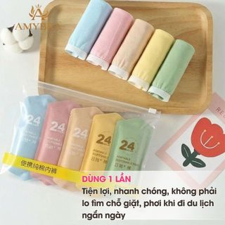 Set 5 Quần Lót Dùng 1 Lần Cho Nữ – Quần Lót Giấy Cotton Cao Cấp Mềm Mại Tiện Lợi Đi Du Lịch AMYBRA