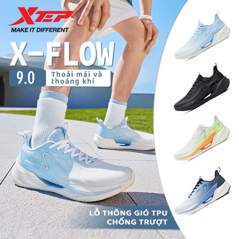 XTEP X-Flow 9.0 Giày chạy thoáng khí mùa hè cho nữ, giày thể thao nam có lưới thoáng khí, giảm chấn và hỗ trợ vòm chân