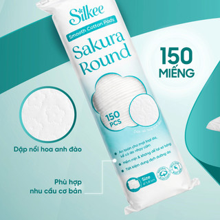 [COMBO 3] Bông tẩy trang Silkee Sakura Round 150 Miếng Tròn - Cotton Mềm Mịn, Không Xơ Bông
