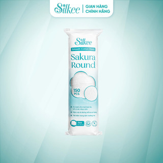 [COMBO 3] Bông tẩy trang Silkee Sakura Round 150 Miếng Tròn - Cotton Mềm Mịn, Không Xơ Bông